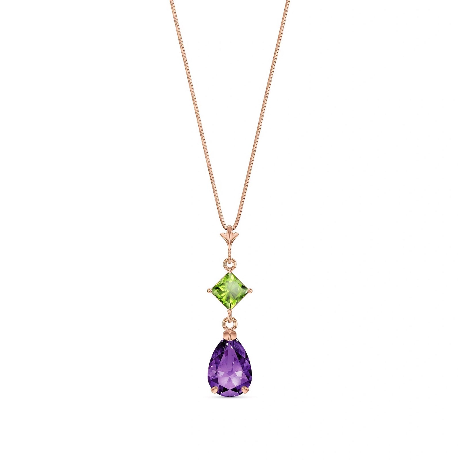 Rose Gold Classic Necklace Aquamarine 10K — Palma