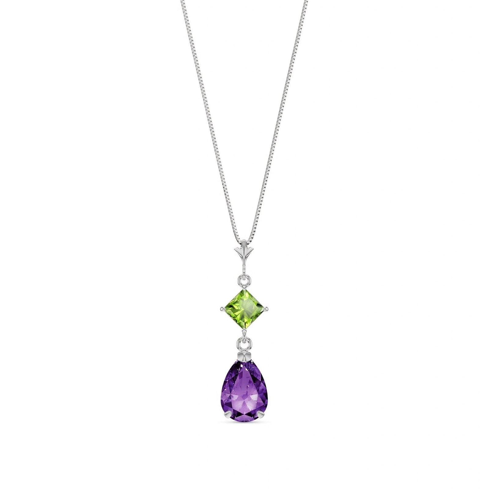 White Gold Classic Necklace Aquamarine 10K — Palma