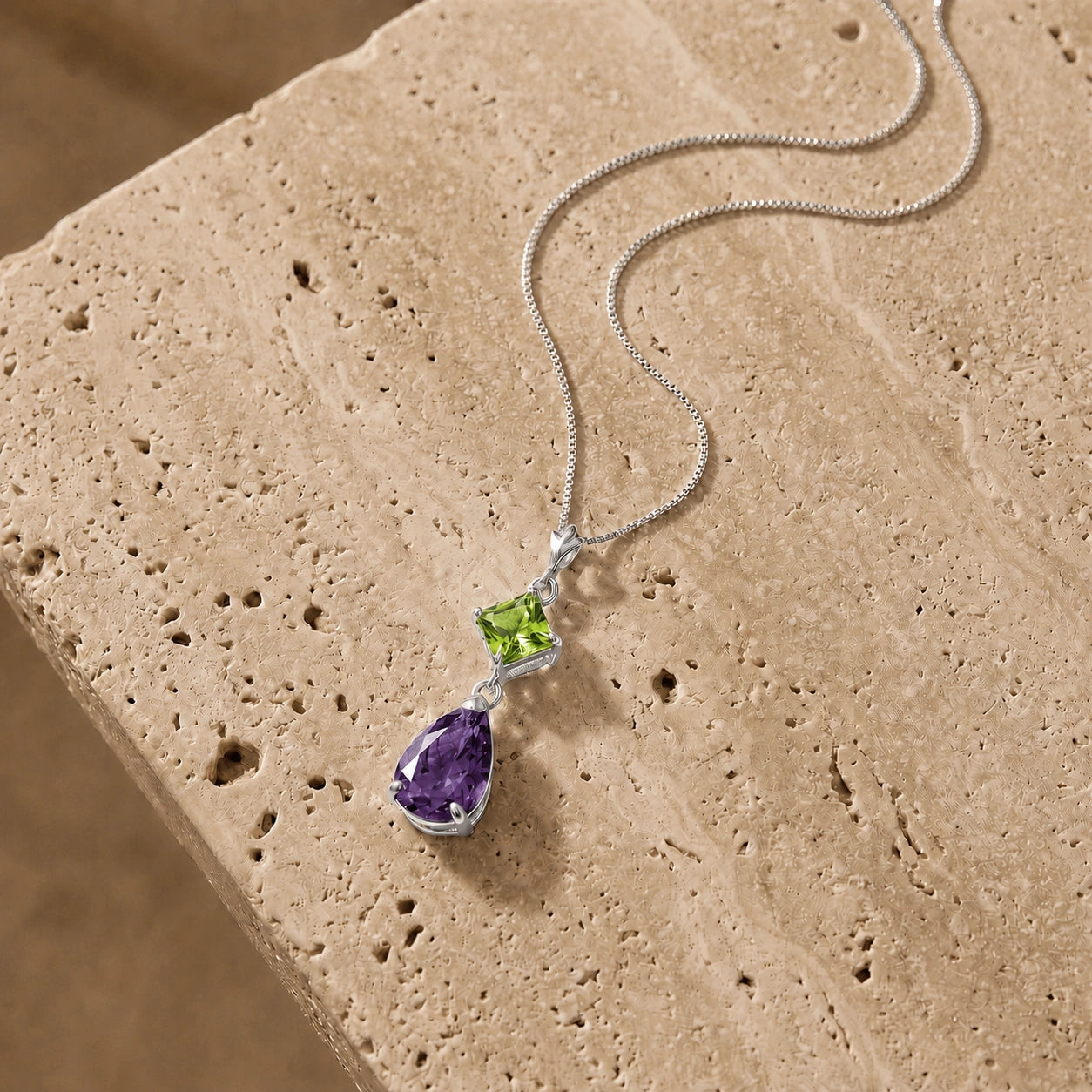 White Gold Classic Necklace Aquamarine 10K — Palma