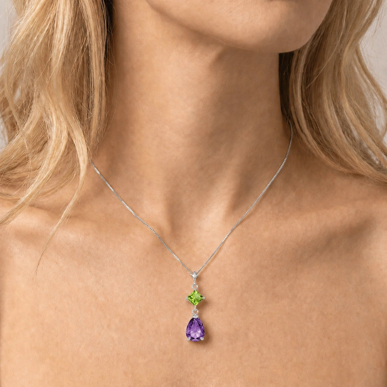 White Gold Classic Necklace Aquamarine 10K — Palma