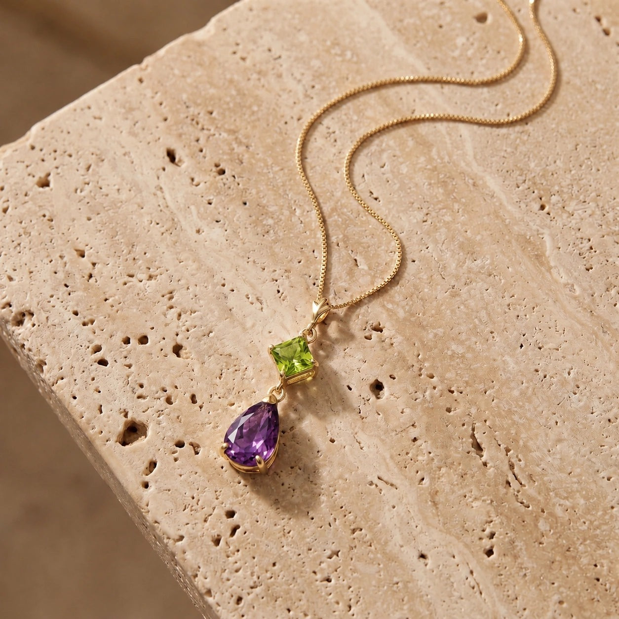 Yellow Gold Classic Necklace Aquamarine 10K — Palma