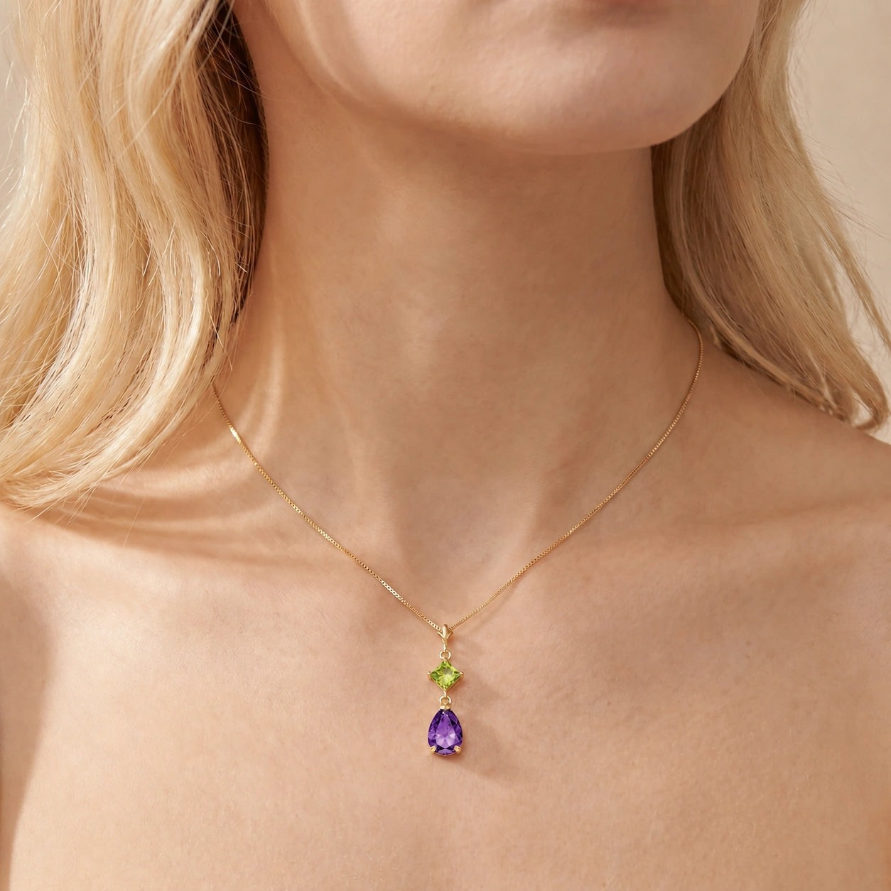 Yellow Gold Classic Necklace Aquamarine 10K — Palma