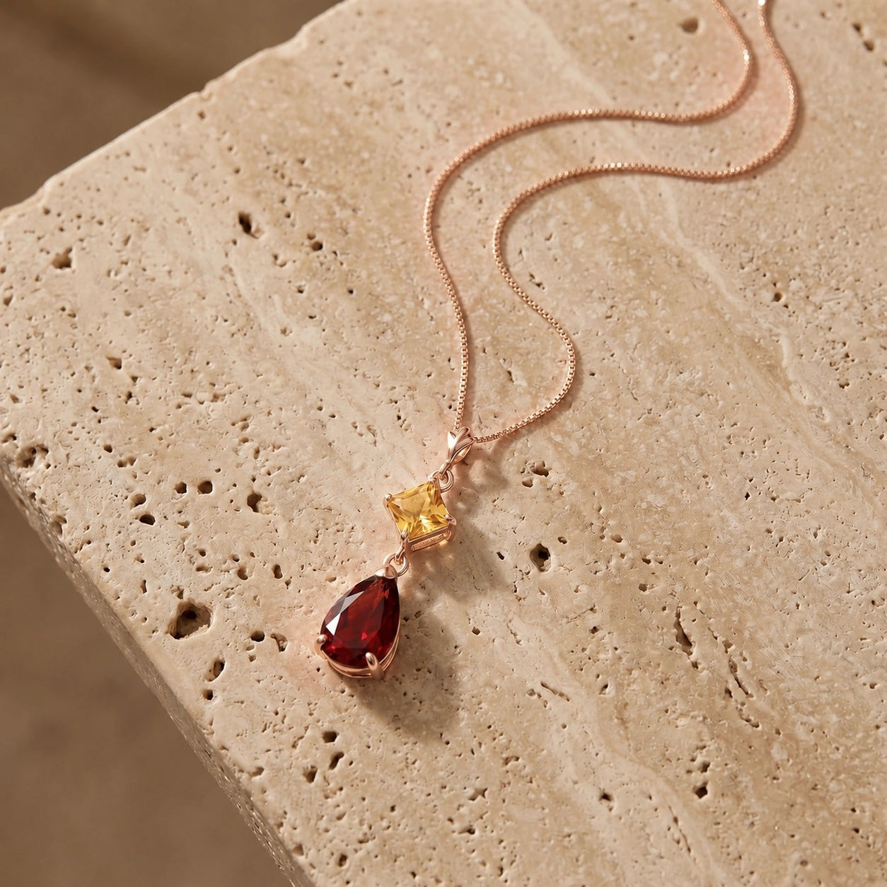 Rose Gold Classic Necklace Blue Topaz 10K — Palma