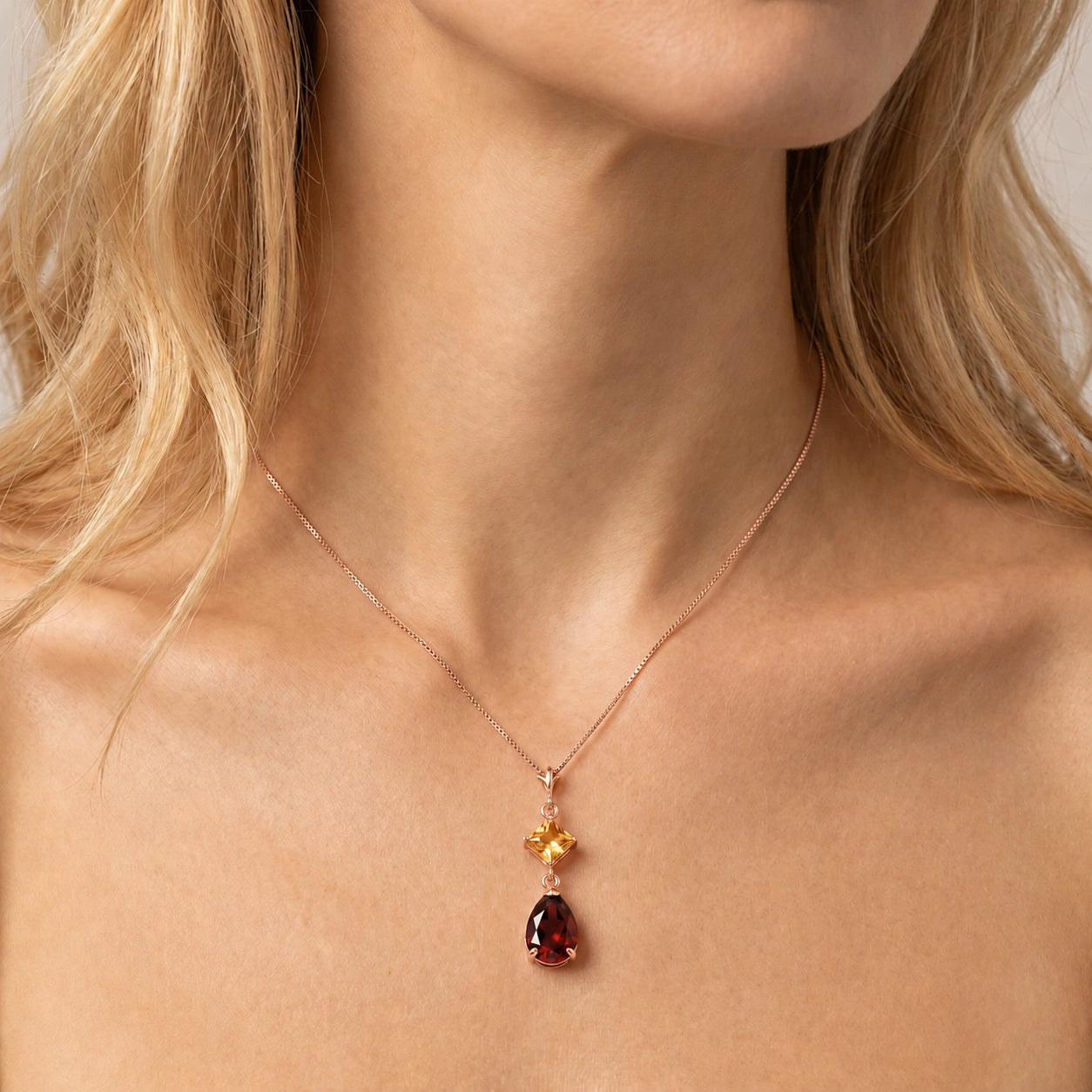 Rose Gold Classic Necklace Blue Topaz 10K — Palma