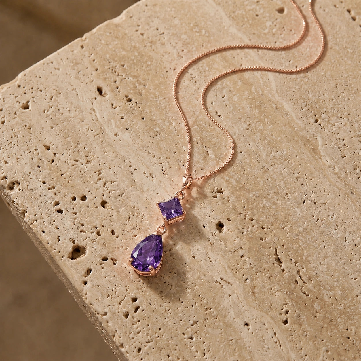 Rose Gold Classic Necklace Garnet 10K — Palma