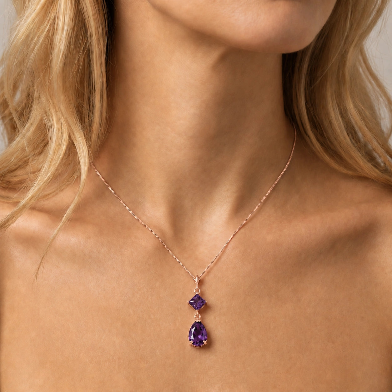 Rose Gold Classic Necklace Garnet 10K — Palma