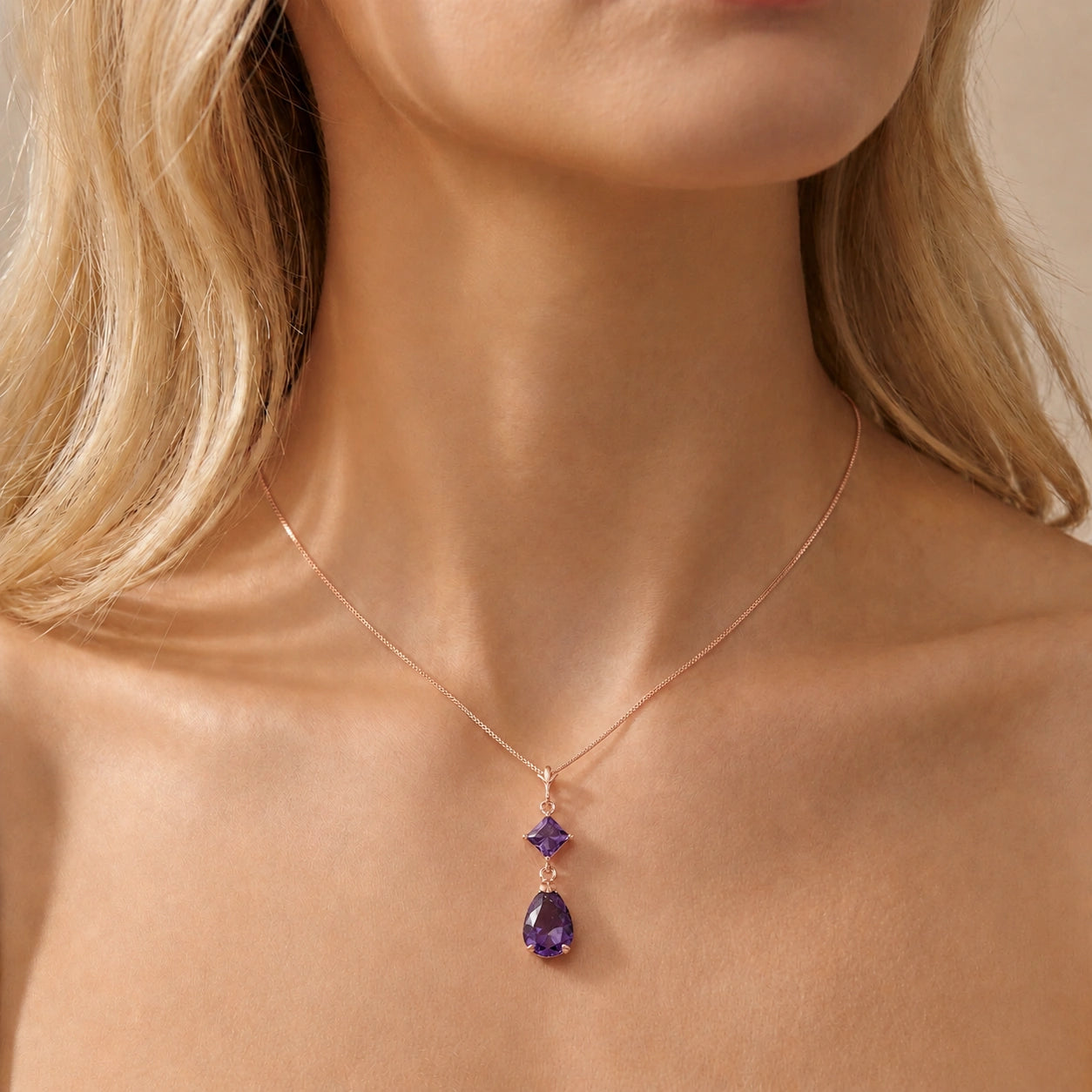 Rose Gold Classic Necklace Garnet 10K — Palma