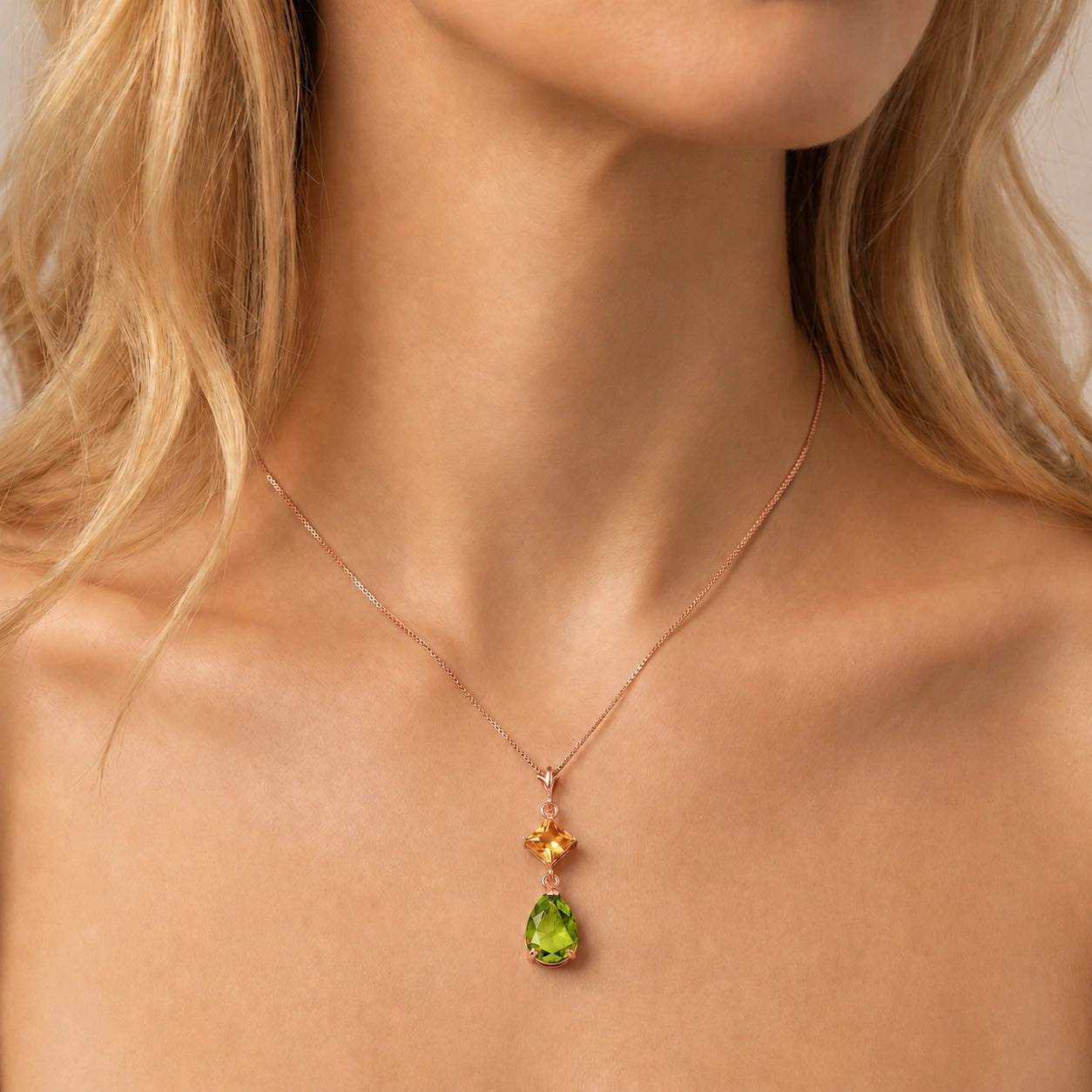 Rose Gold Classic Necklace Peridot 10K — Palma