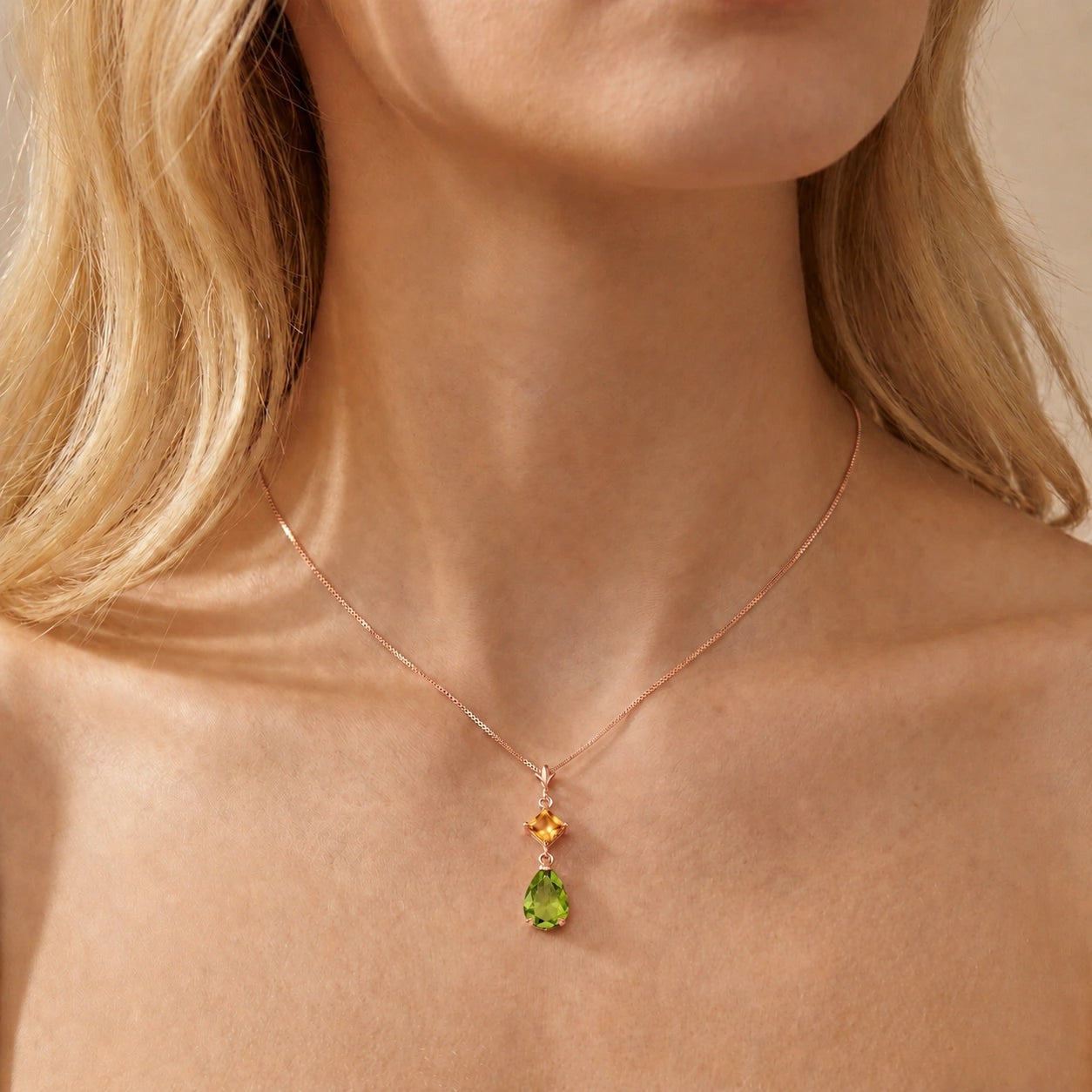 Rose Gold Classic Necklace Peridot 10K — Palma
