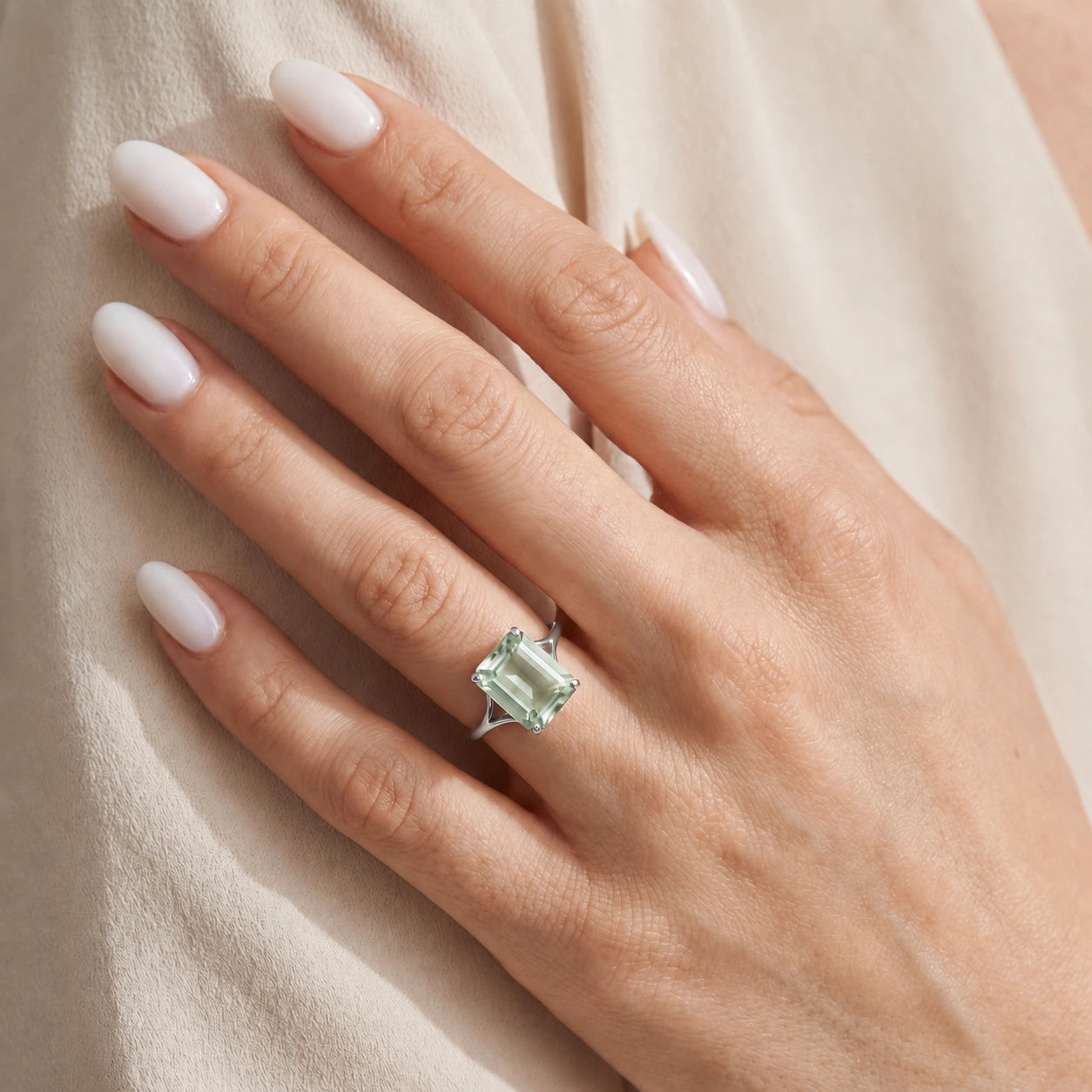 White Gold Green Amethyst — Geltrude