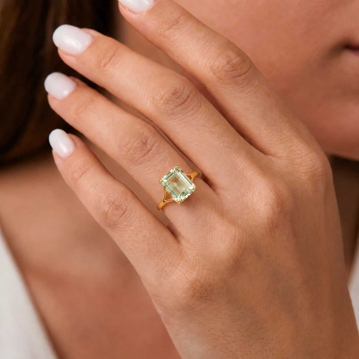 Yellow Gold Green Amethyst — Geltrude