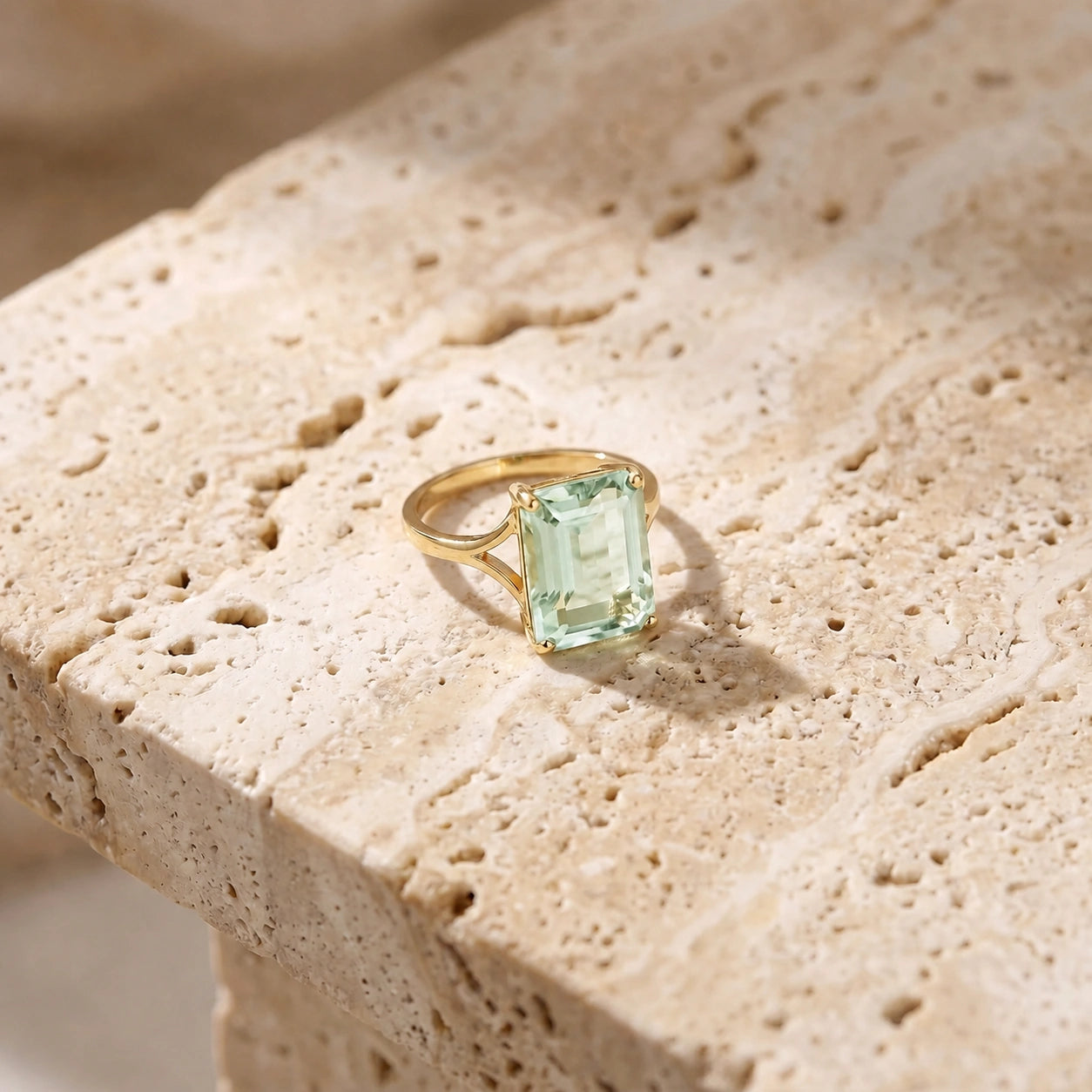 Yellow Gold Green Amethyst — Geltrude