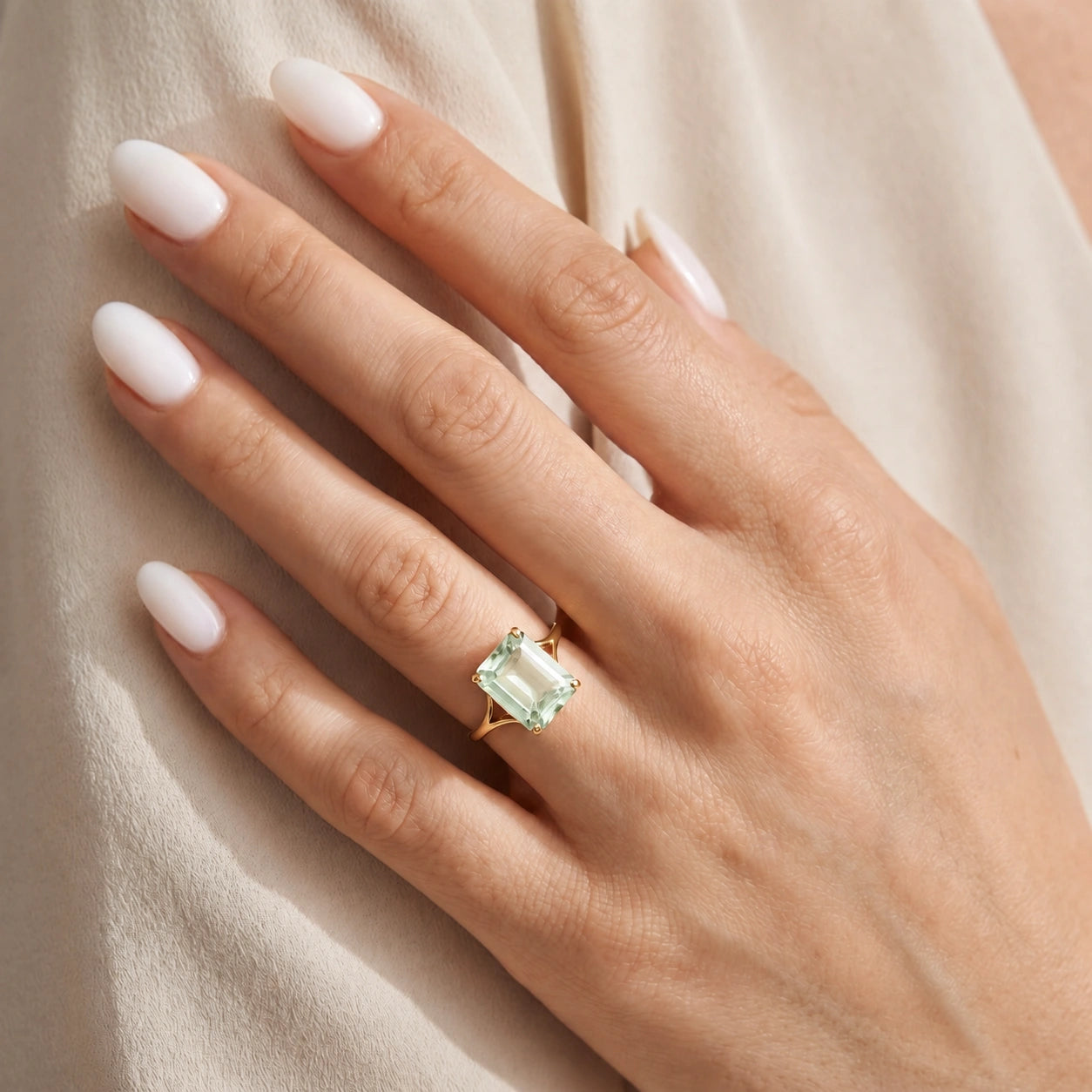 Yellow Gold Green Amethyst — Geltrude