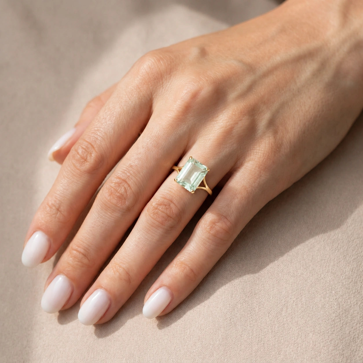 Yellow Gold Green Amethyst — Geltrude