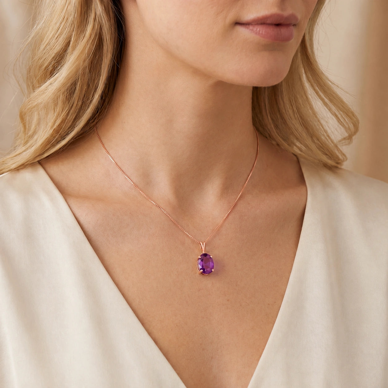 Rose Gold Atelier Necklace Amethyst 10K — Gemma