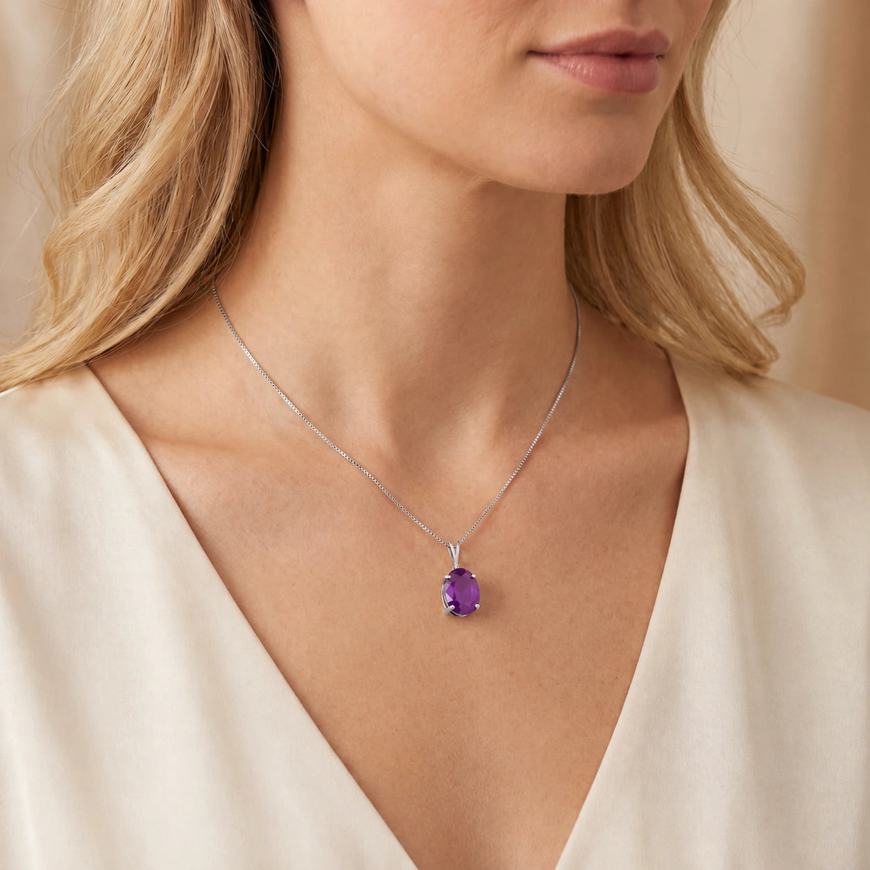 White Gold Atelier Necklace Amethyst 10K — Gemma