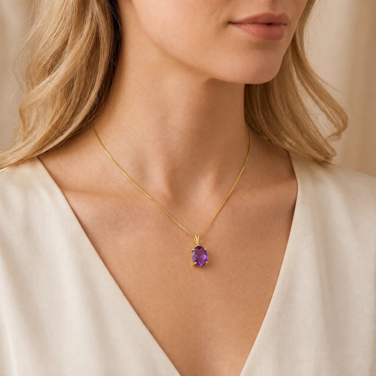 Yellow Gold Atelier Necklace Amethyst 10K — Gemma