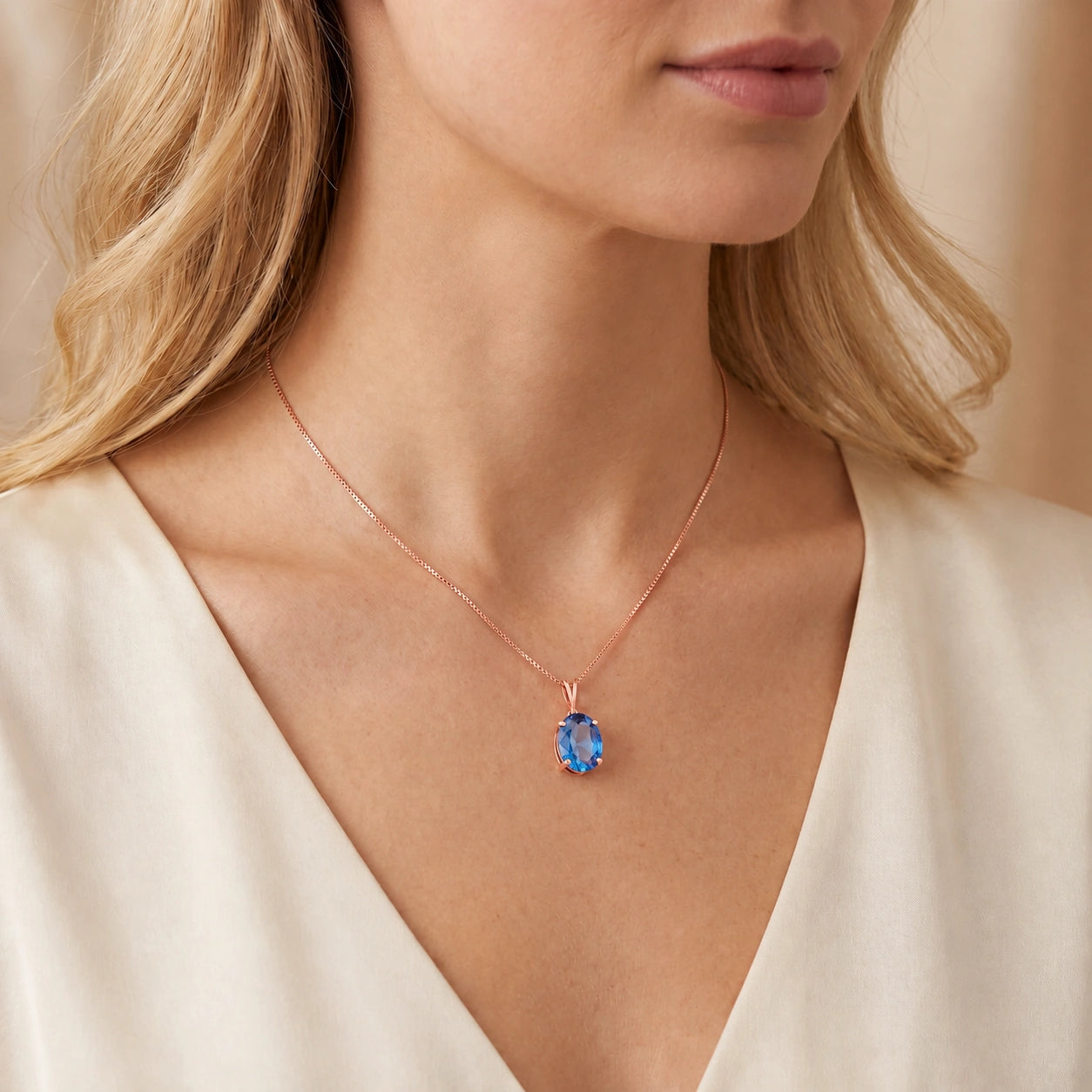 Rose Gold Atelier Necklace Blue Topaz 10K — Gemma