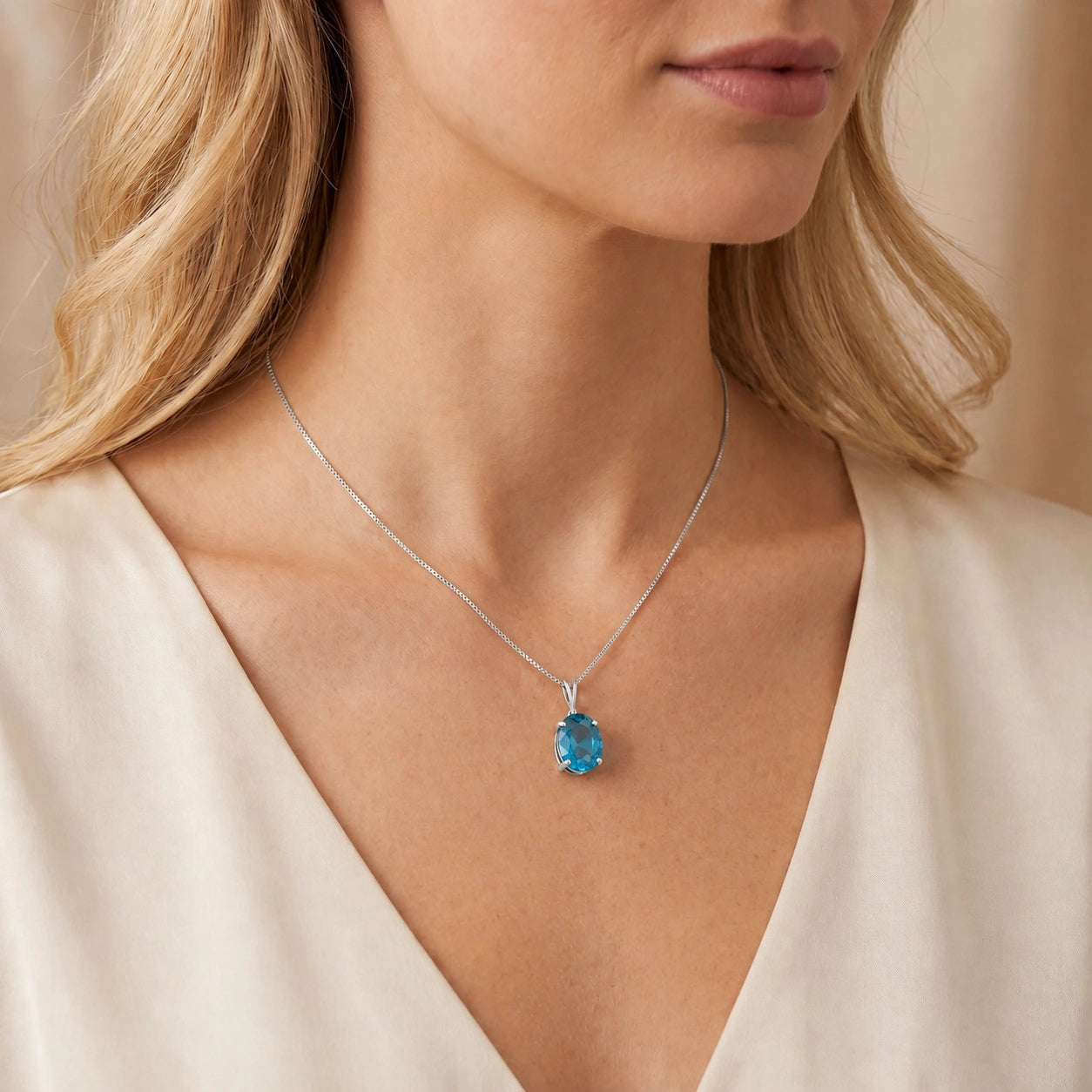 White Gold Atelier Necklace Blue Topaz 10K — Gemma