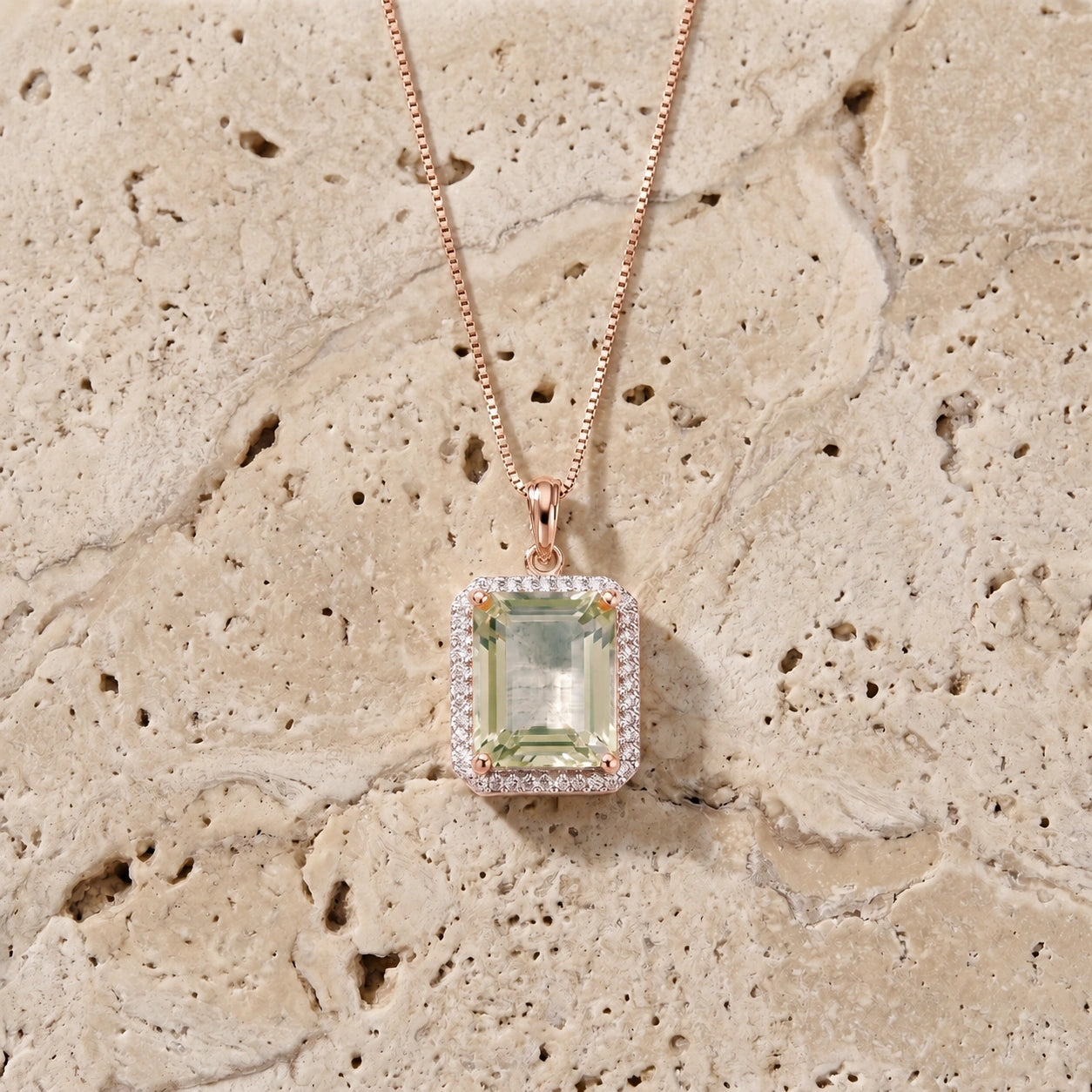 Rose Gold Green Amethyst & Diamond — Alberica