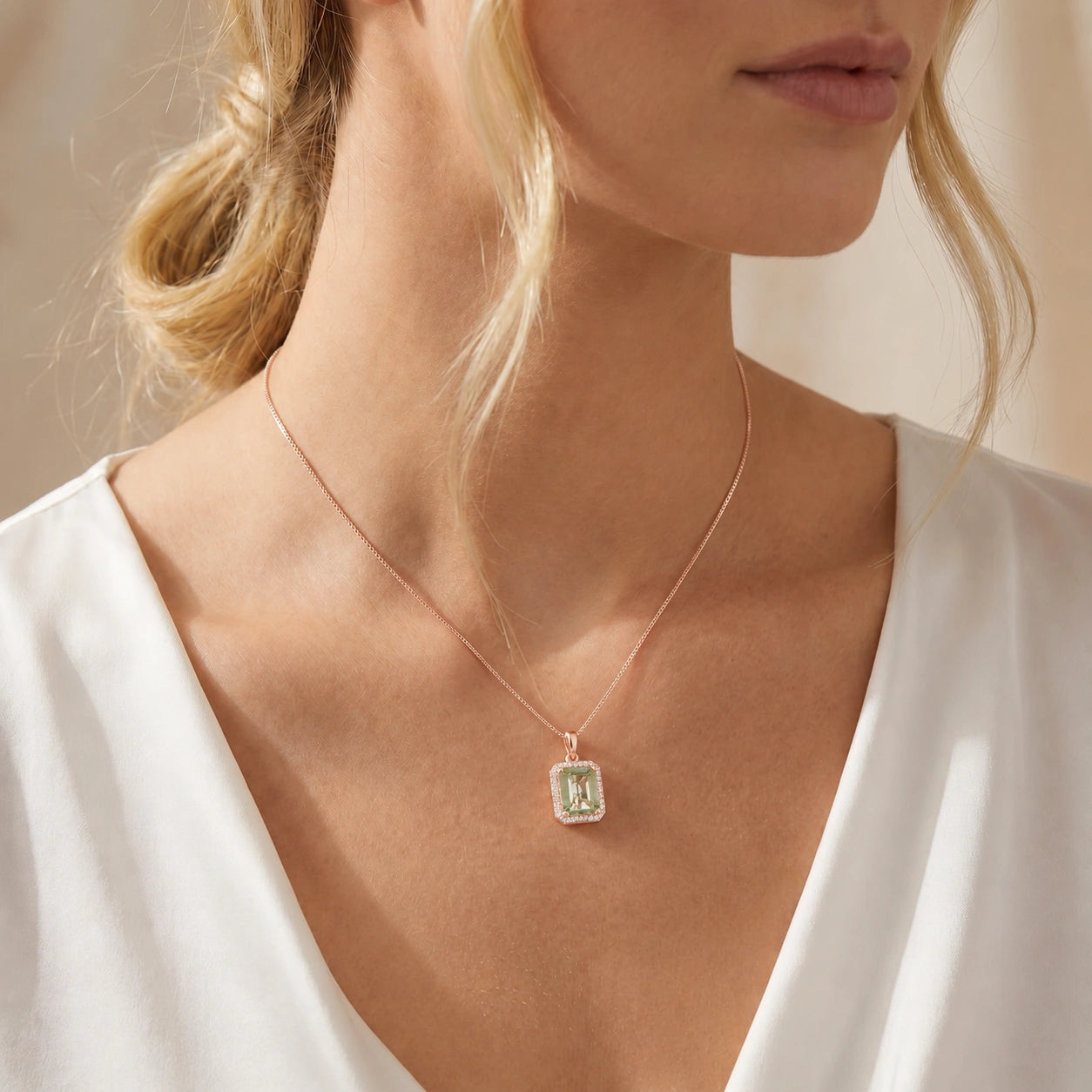 Rose Gold Green Amethyst & Diamond — Alberica