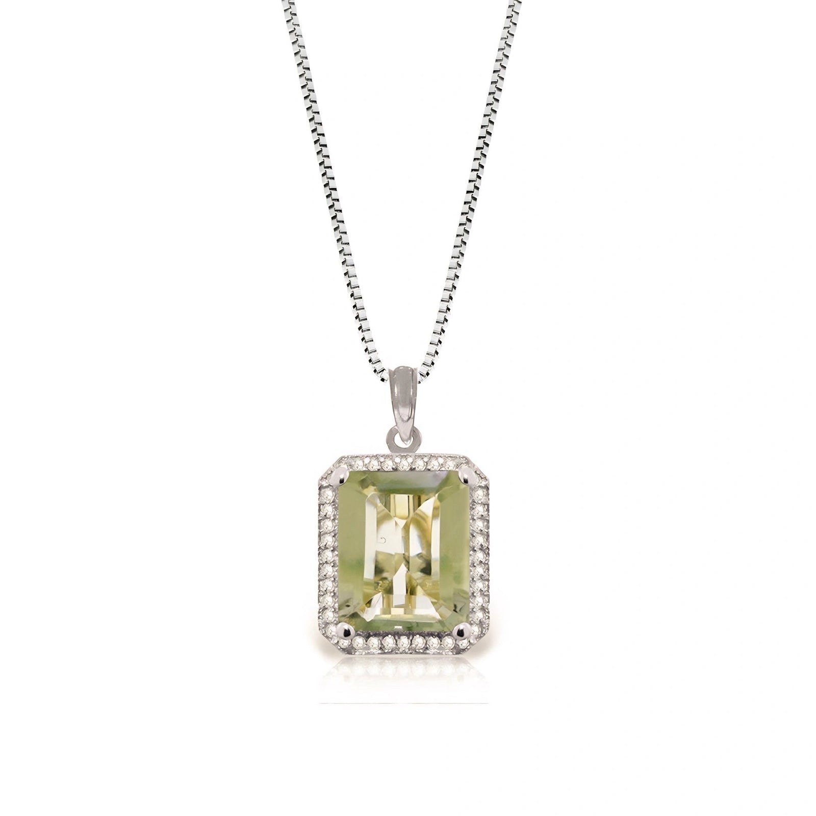 White Gold Green Amethyst & Diamond — Alberica