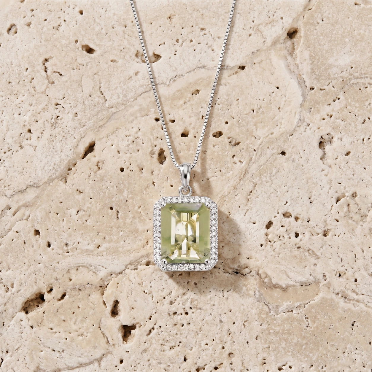 White Gold Green Amethyst & Diamond — Alberica