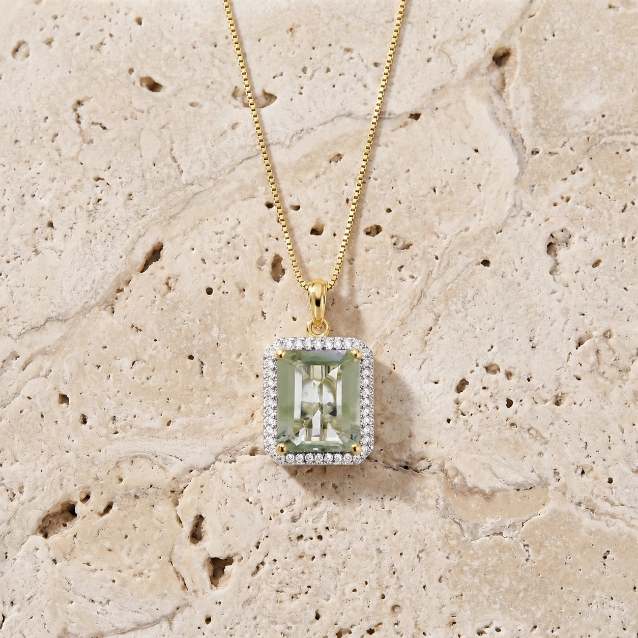 Yellow Gold Green Amethyst & Diamond — Alberica