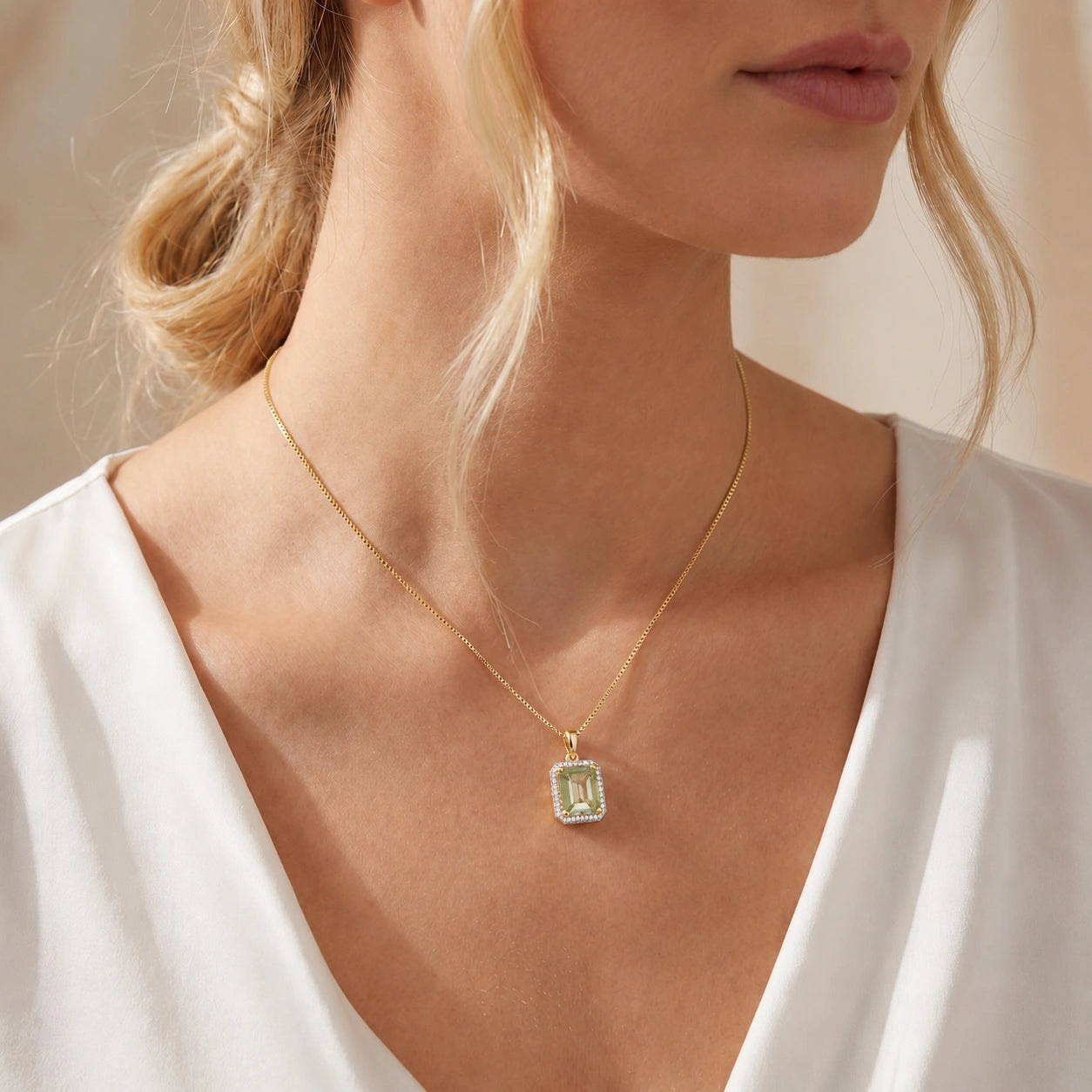 Yellow Gold Green Amethyst & Diamond — Alberica