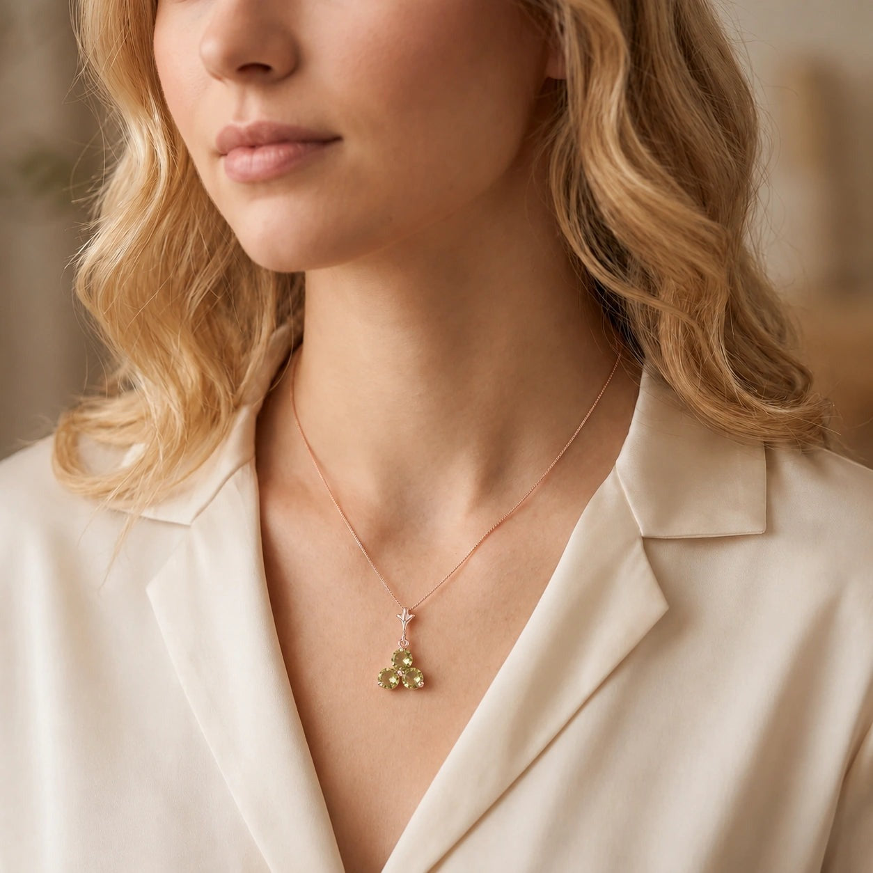 Rose Gold Belle Necklace Peridot 10K — Amalia