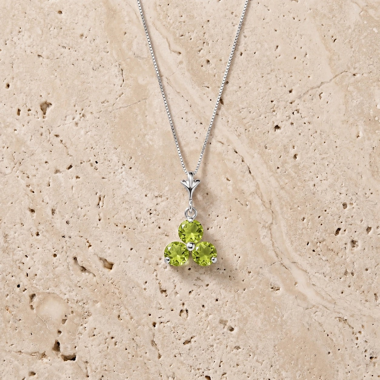 White Gold Belle Necklace Peridot 10K — Amalia