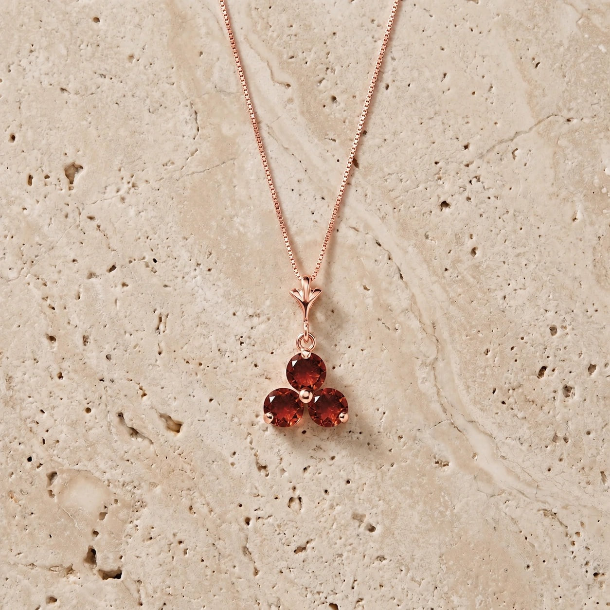 Rose Gold Belle Necklace Garnet 10K — Amalia