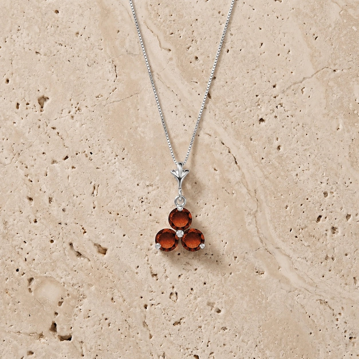 White Gold Belle Necklace Garnet 10K — Amalia