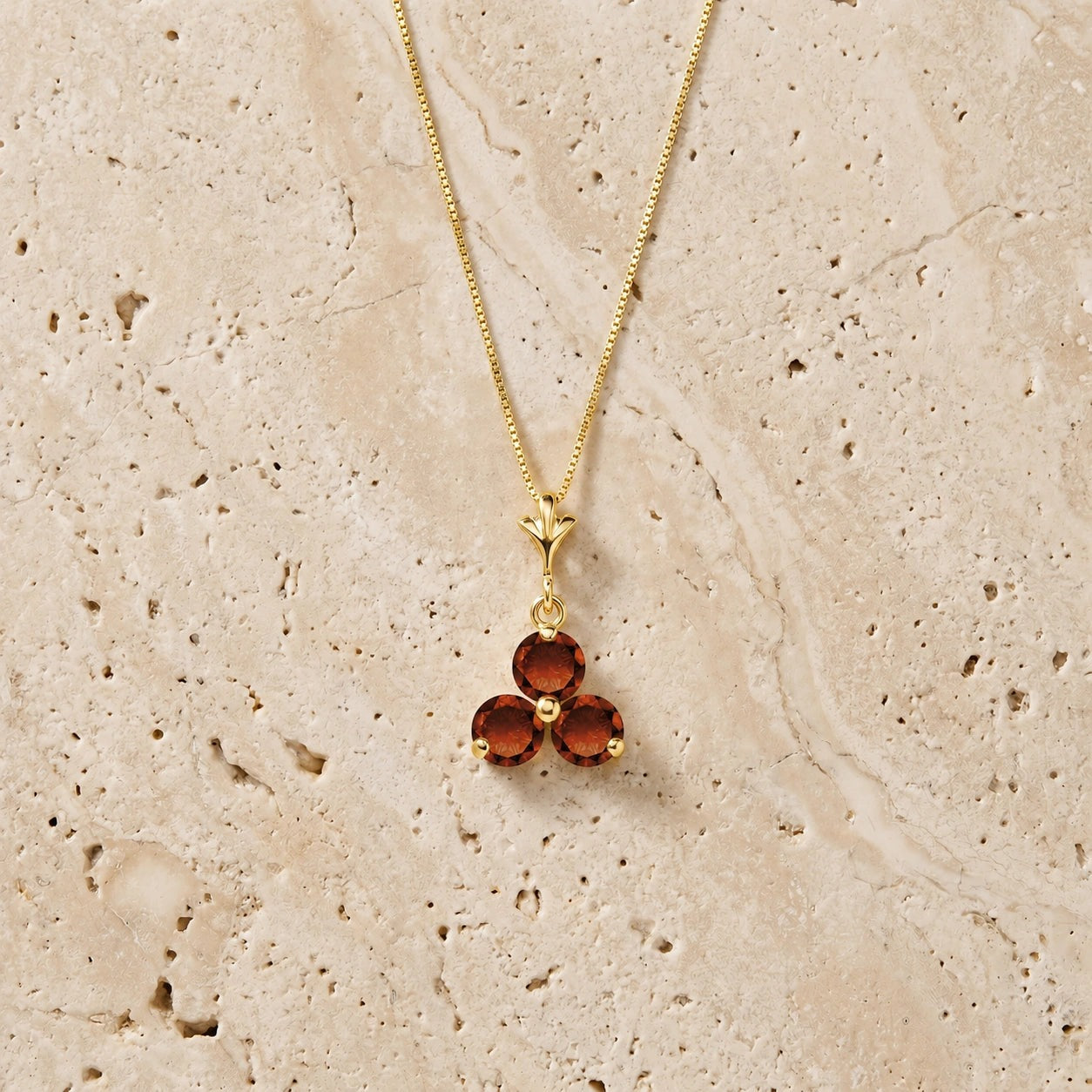 Yellow Gold Belle Necklace Garnet 10K — Amalia