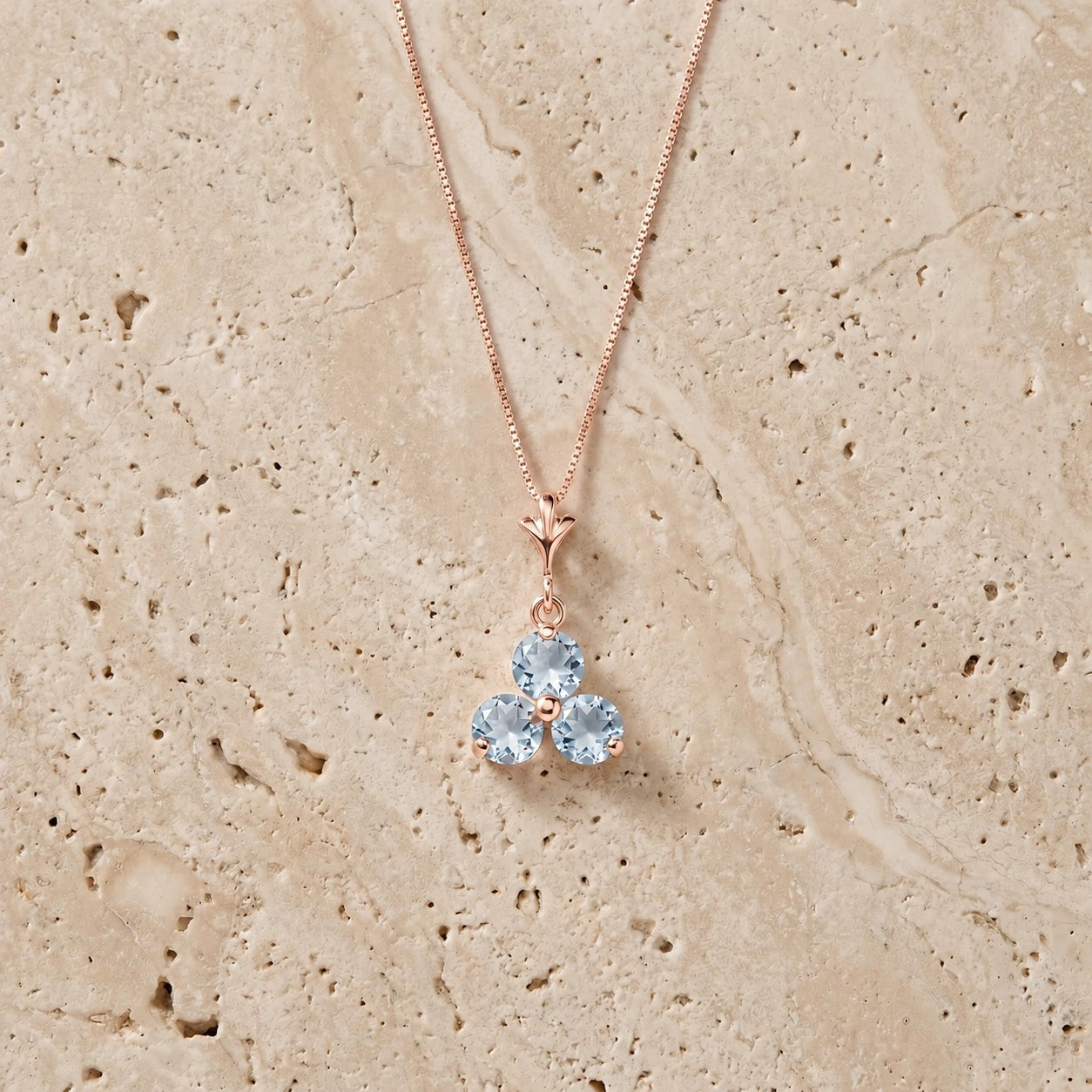 Rose Gold Belle Necklace Aquamarine 10K — Amalia