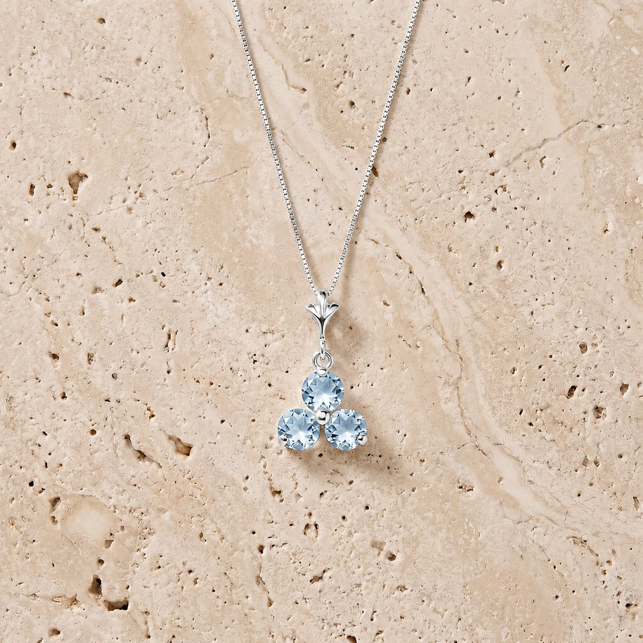 White Gold Belle Necklace Aquamarine 10K — Amalia