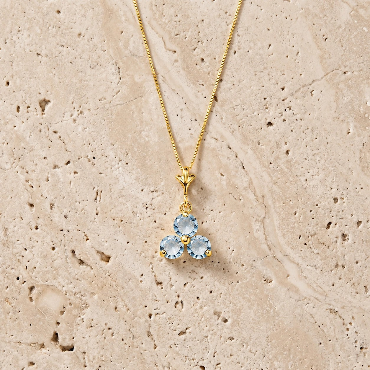 Yellow Gold Belle Necklace Aquamarine 10K — Amalia