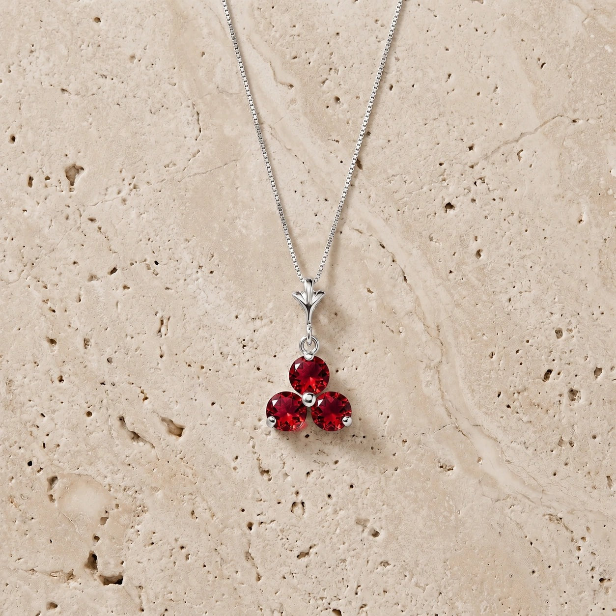 White Gold Belle Necklace Ruby 10K — Amalia
