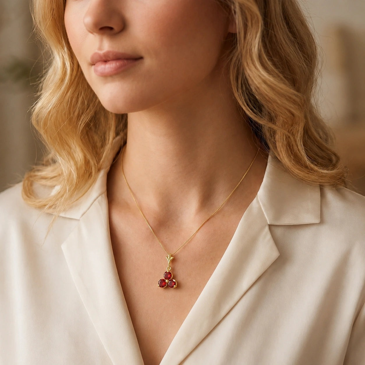 Yellow Gold Belle Necklace Ruby 10K — Amalia