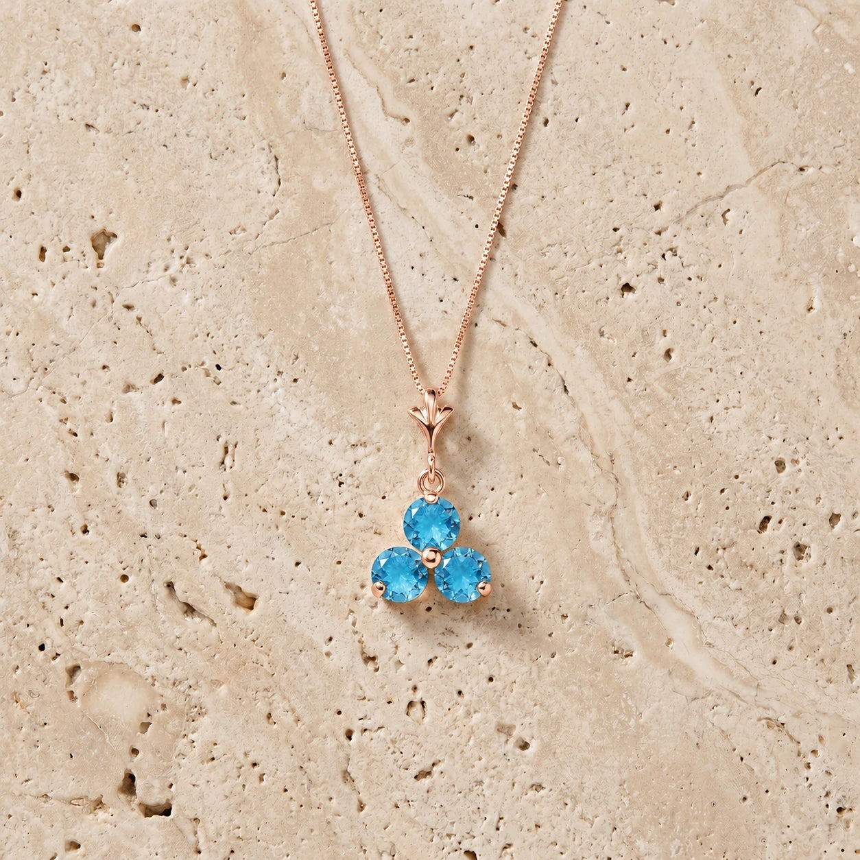 Rose Gold Belle Necklace Blue Topaz 10K — Amalia