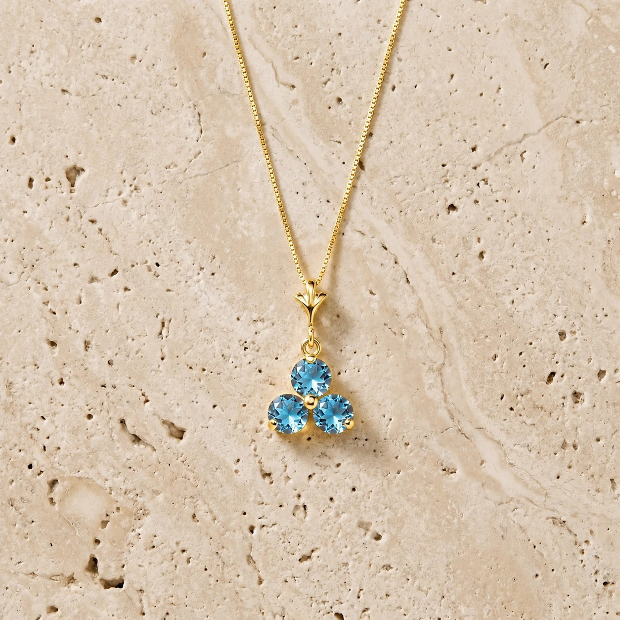 Yellow Gold Belle Necklace Blue Topaz 10K — Amalia