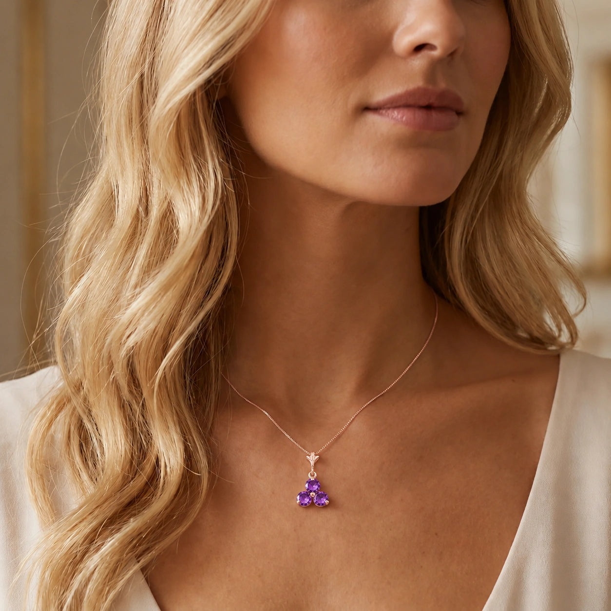 Rose Gold Belle Necklace Amethyst 10K — Amalia