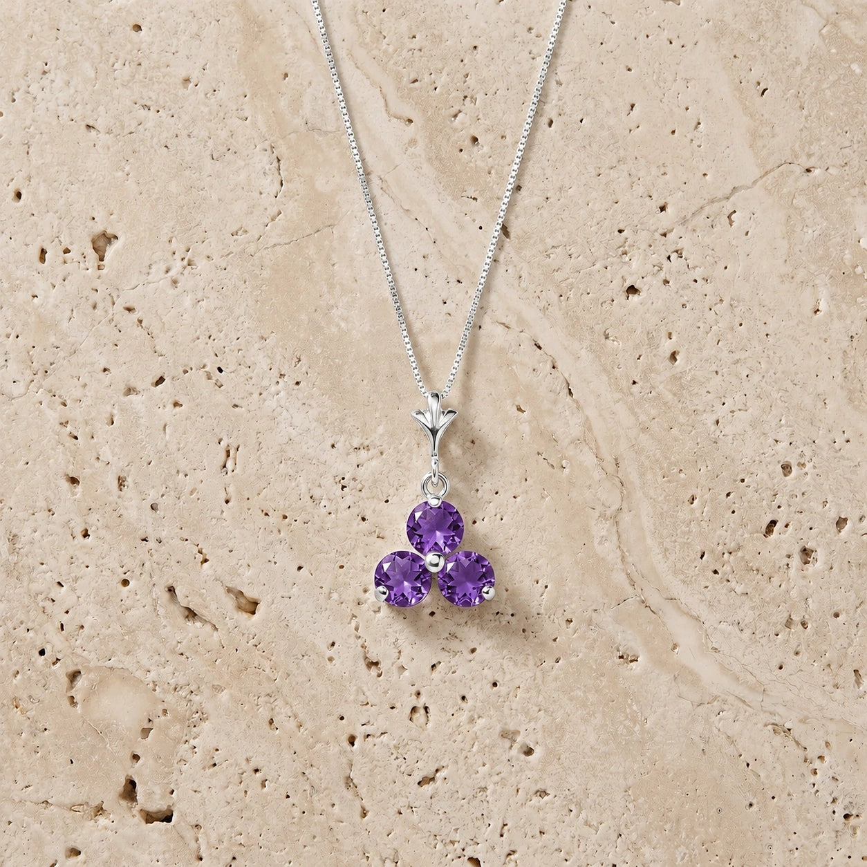 White Gold Belle Necklace Amethyst 10K — Amalia