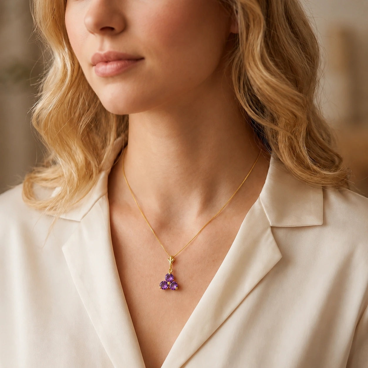 Yellow Gold Belle Necklace Amethyst 10K — Amalia