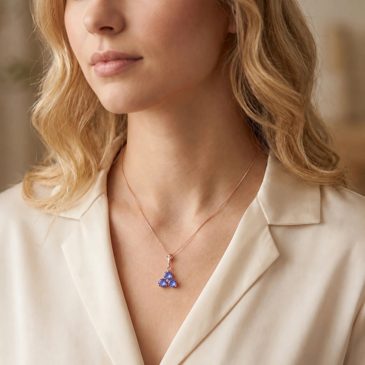 Rose Gold Belle Necklace Tanzanite 10K — Amalia