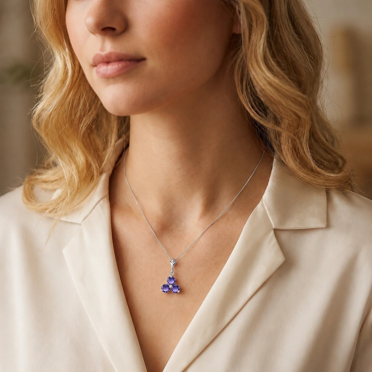 White Gold Belle Necklace Tanzanite 10K — Amalia