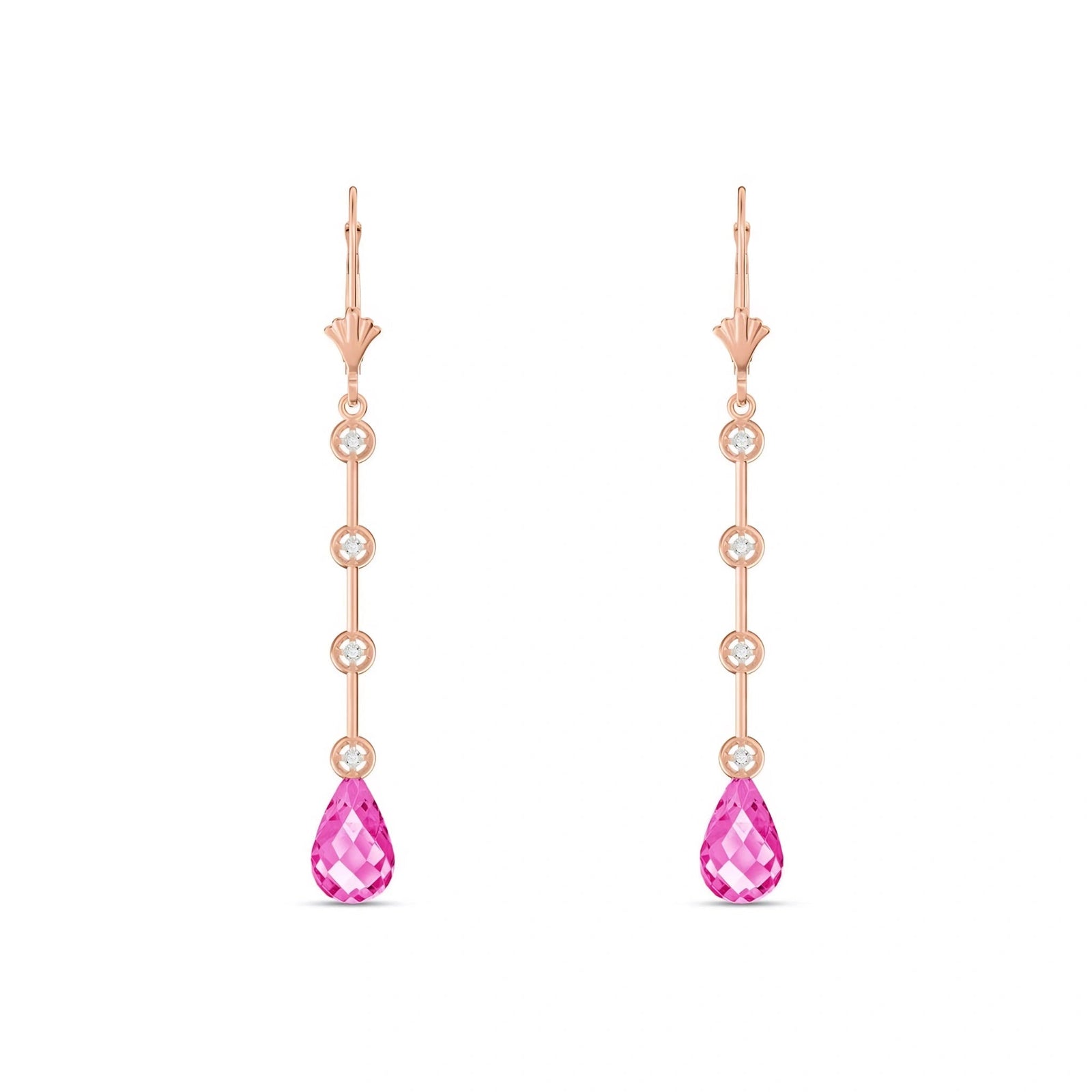 Rose Gold Classic Drop Earrings Pink Topaz 10K — Giacinta