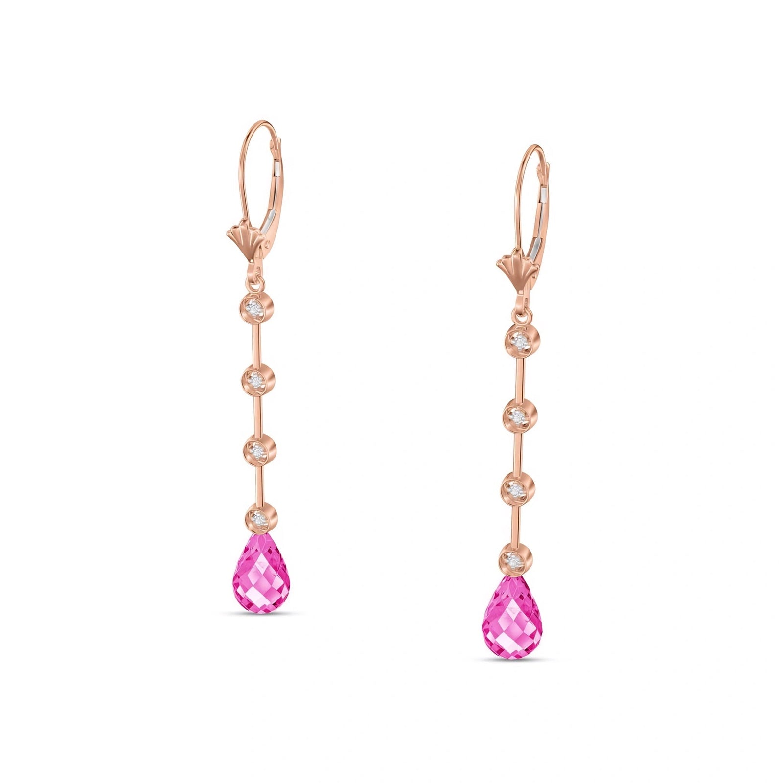 Rose Gold Classic Drop Earrings Pink Topaz 10K — Giacinta