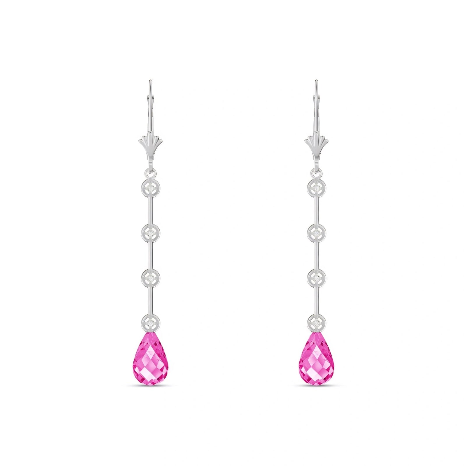 White Gold Classic Drop Earrings Pink Topaz 10K — Giacinta