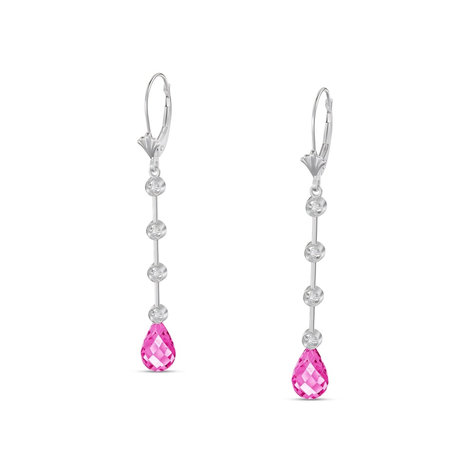 White Gold Classic Drop Earrings Pink Topaz 10K — Giacinta